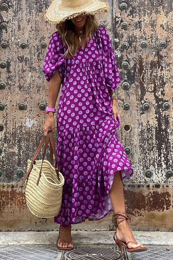 JO | Midi dress with puff sleeves