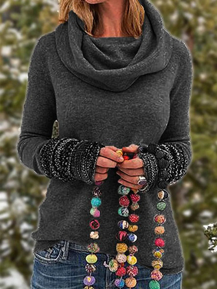 JO | Solid sweater with gathered neckline