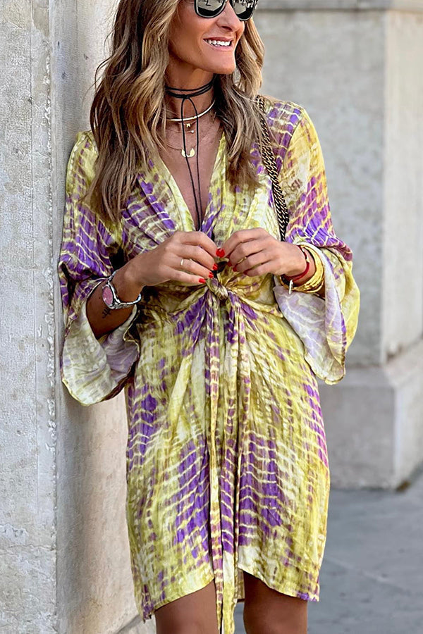 JO | Take Me Away Tie-dye Print Tie Waist Mini Dress