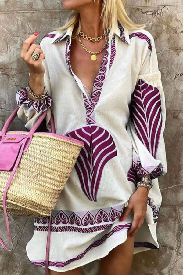 JO | Printed tunic shirt mini dress