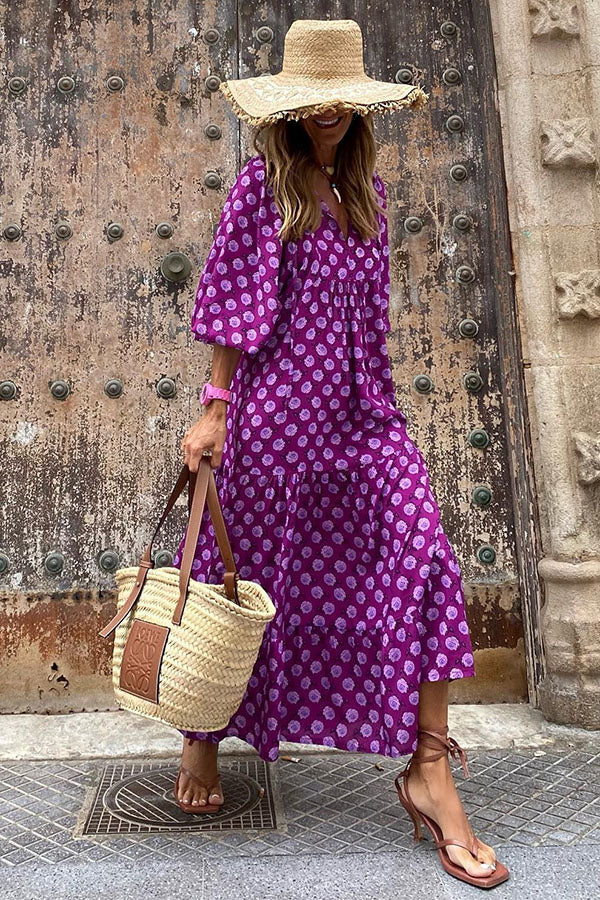 JO | Midi dress with puff sleeves