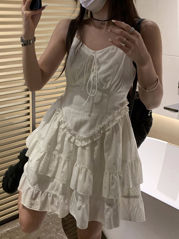 JO | White tiered ruffle mini dress