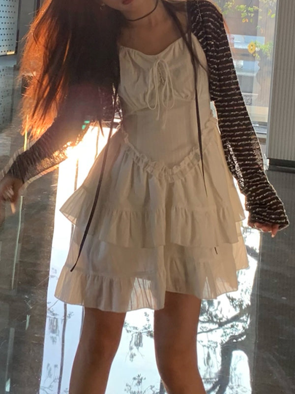 JO | White tiered ruffle mini dress