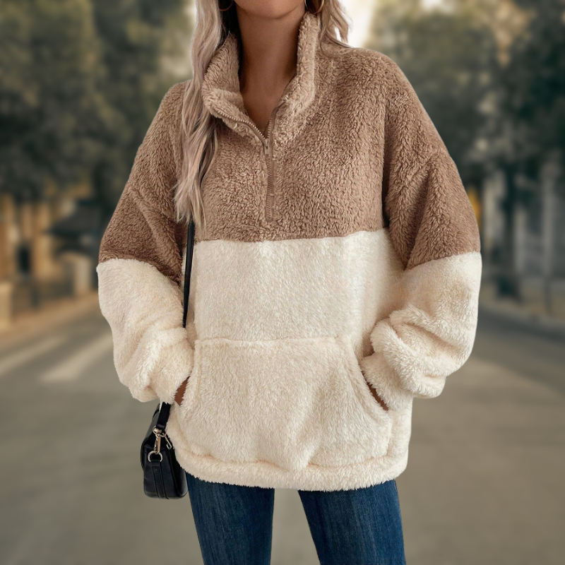 JO | Fashionable two-tone sweater with pocket