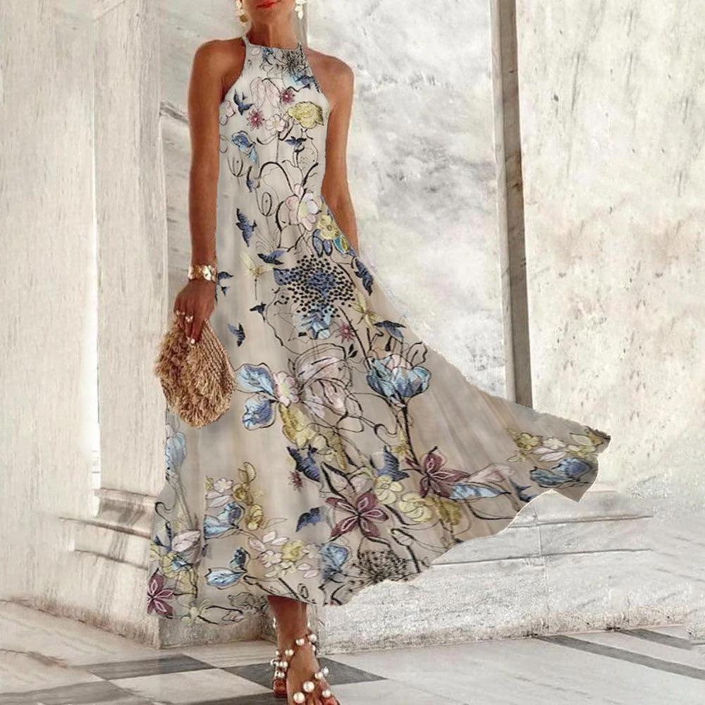 JO | sleeveless maxi dress with halterneck.