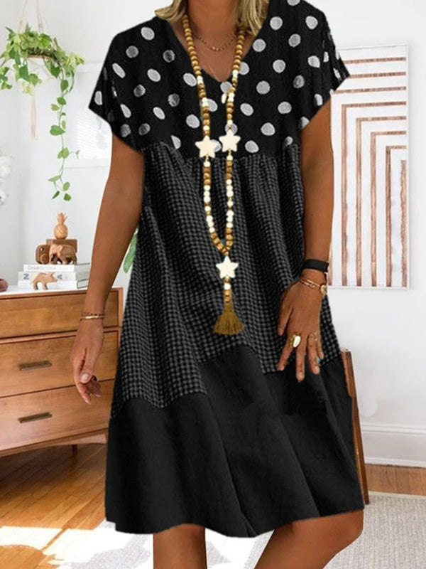 JO | Patchwork midi dress with check print