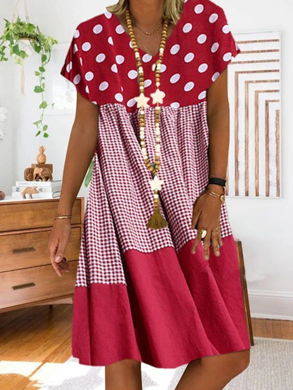 JO | Patchwork midi dress with check print