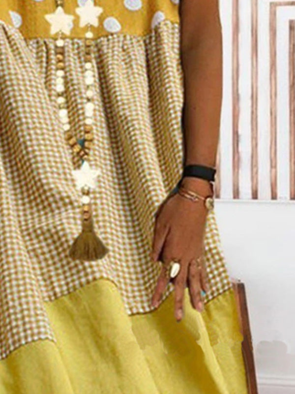 JO | Patchwork midi dress with check print