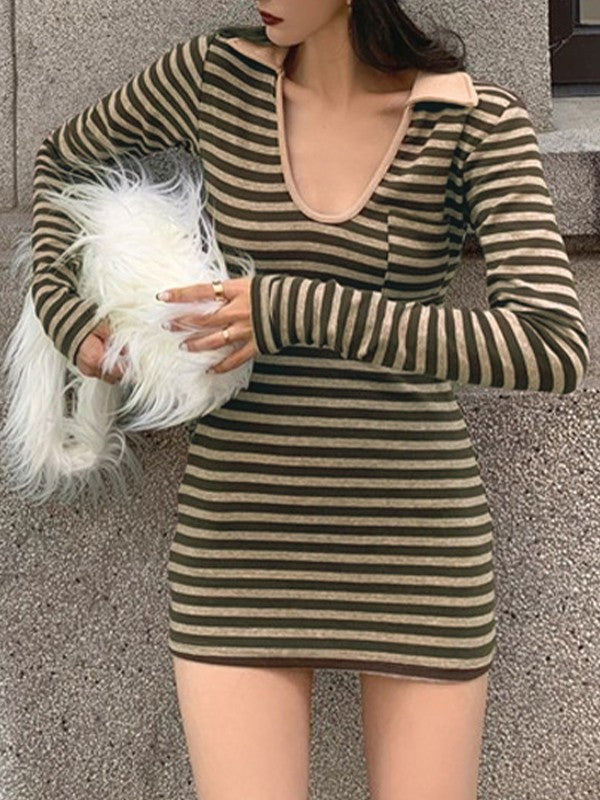 JO | Polo Striped long-sleeved mini dress