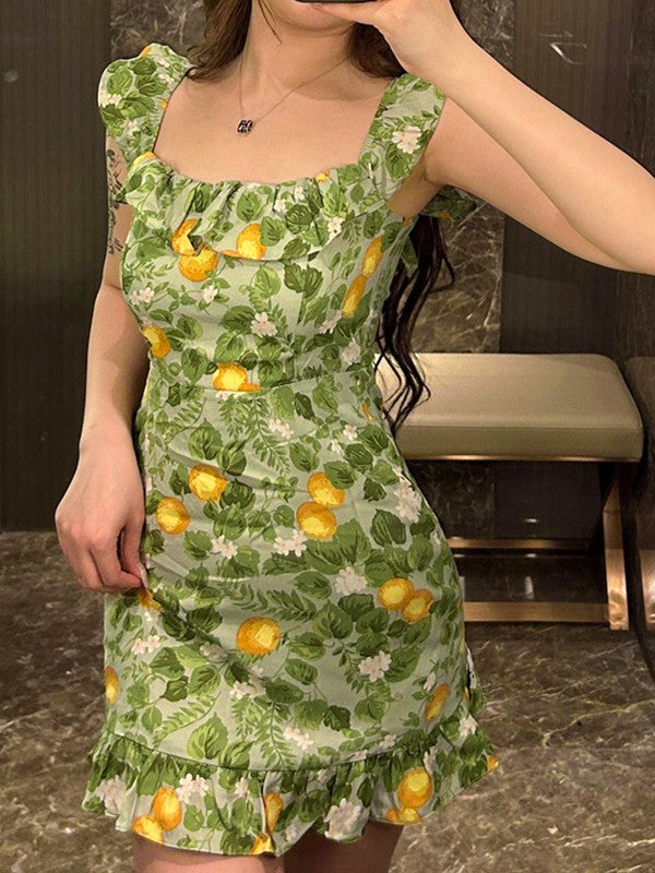 JO | Vintage Ruffle Green Mini Dress