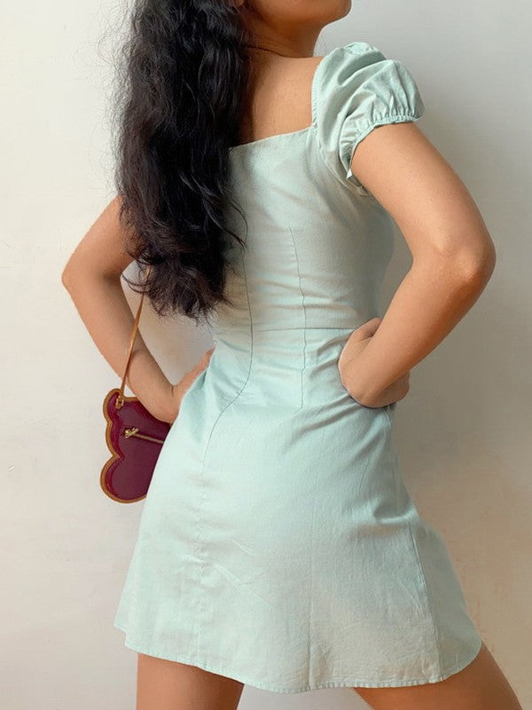 JO | Vintage mini dress with puff sleeves