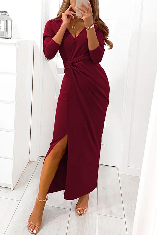 JO | Twist V Necl maxi dress with slit