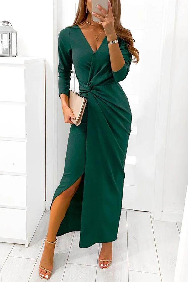 JO | Twist V Necl maxi dress with slit