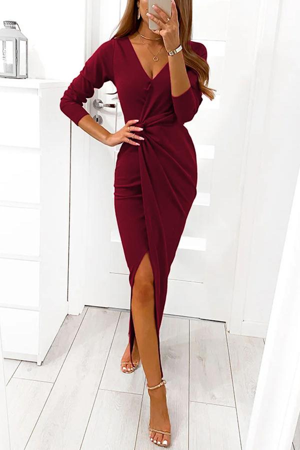 JO | Twist V Necl maxi dress with slit
