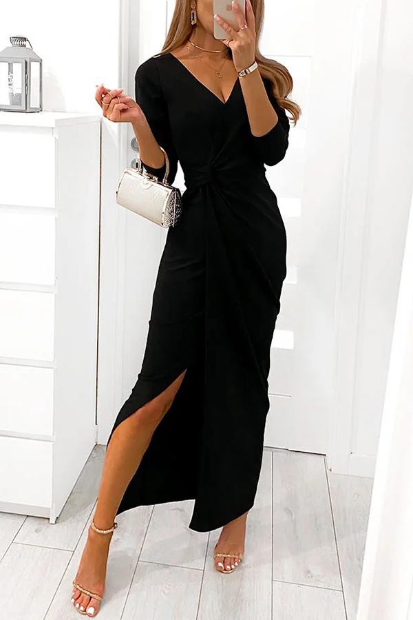 JO | Twist V Necl maxi dress with slit