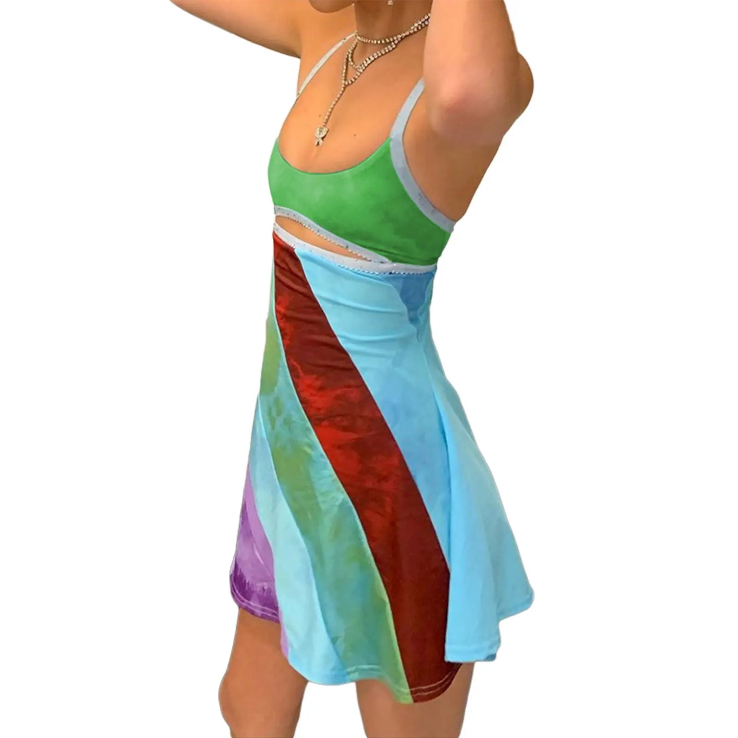 JO | Womens Sexy Bodycon Print Semi-Sheer Mini Dress Y2K E-Girl