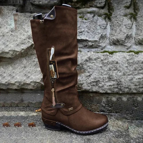 JO | Knee-high leather boots with zipper