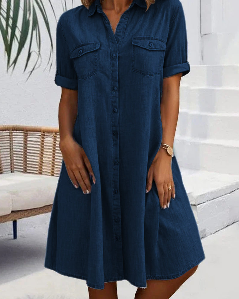 JO | Midi dress with short sleeves and button fastening