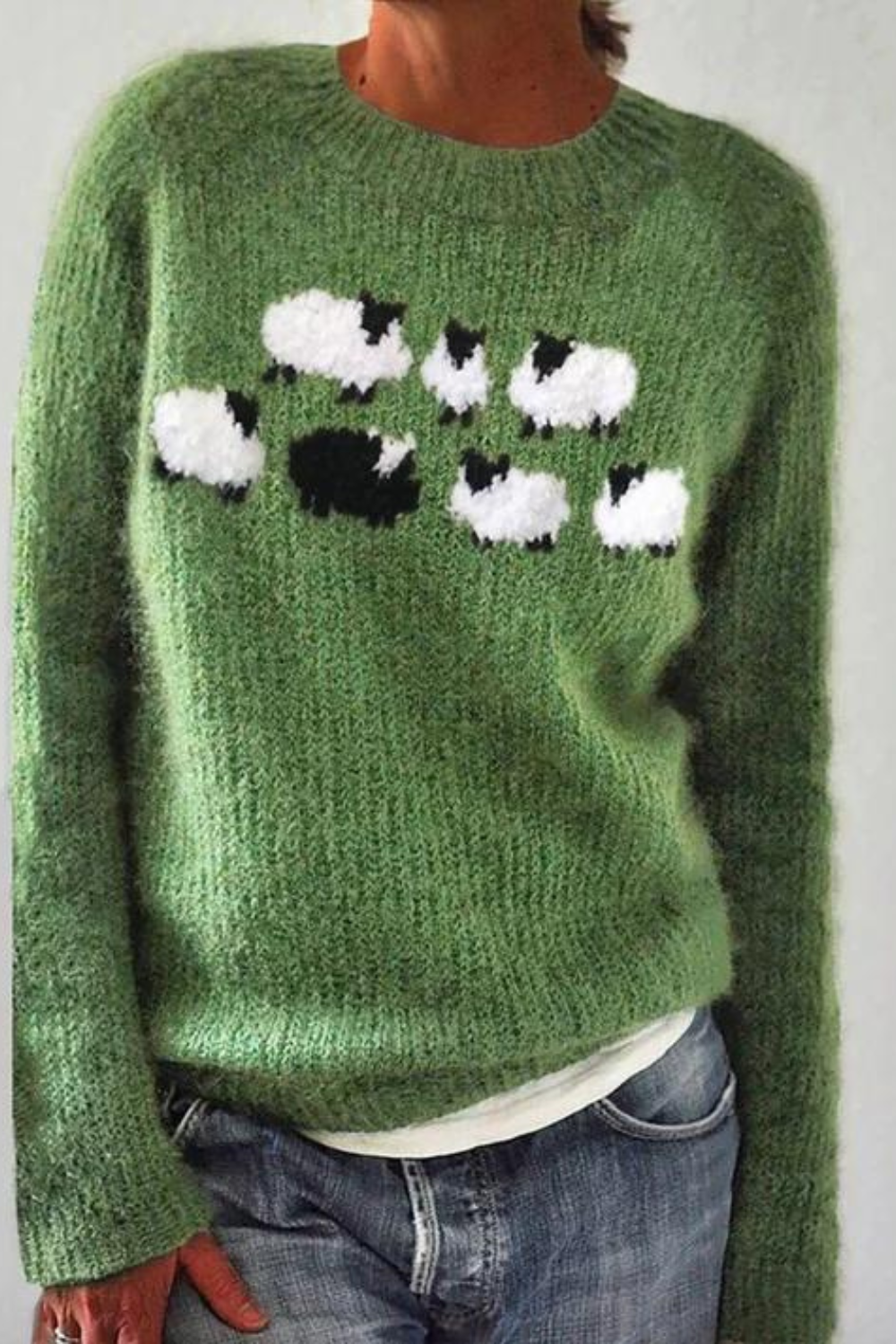 JO | Green sweater with long sleeves and print