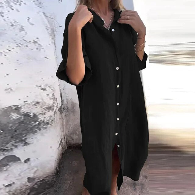 JO | Cotton and linen shirt dress