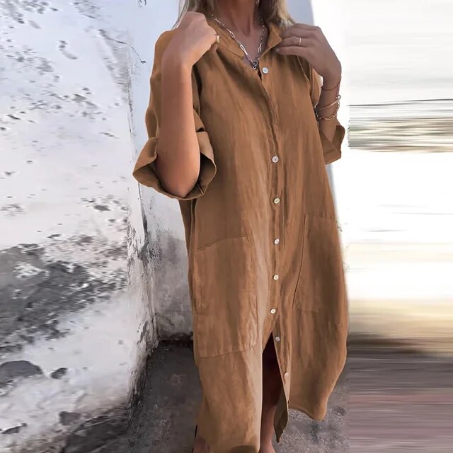 JO | Cotton and linen shirt dress