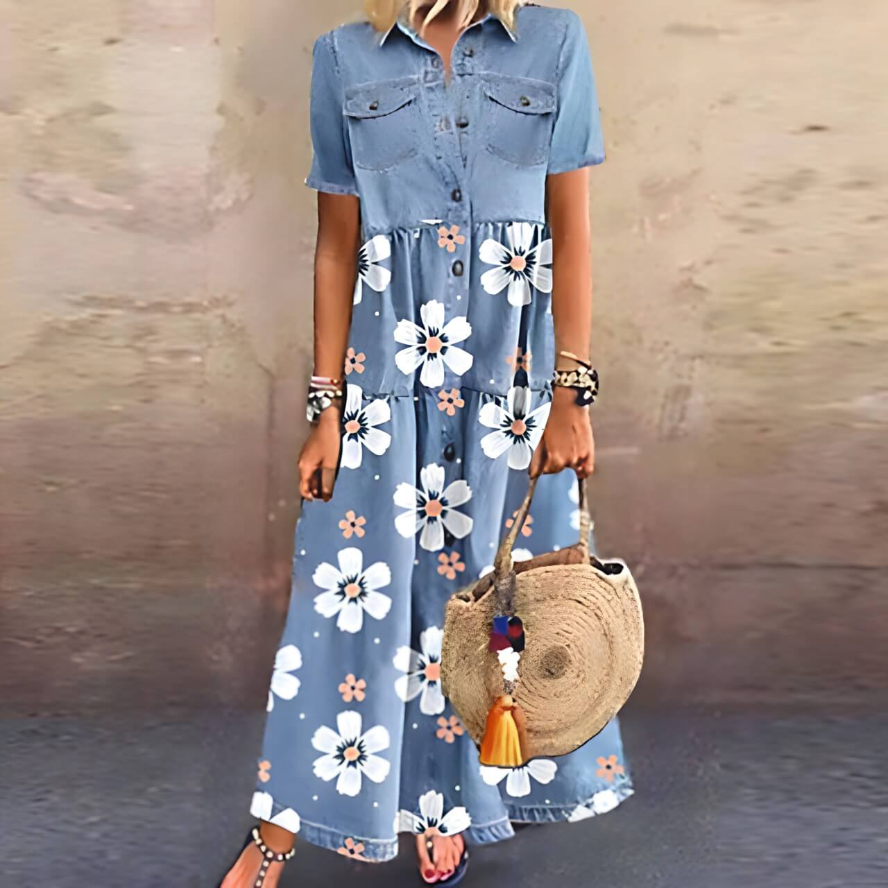 JO | Maxi dress with button placket