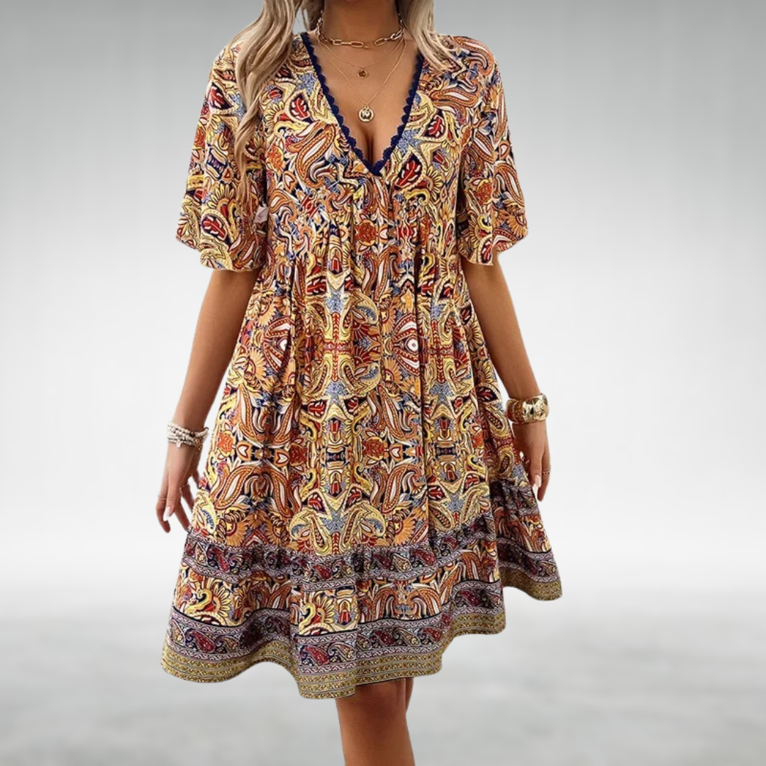 JO | Summer Boho Paisley Print Mini Dress