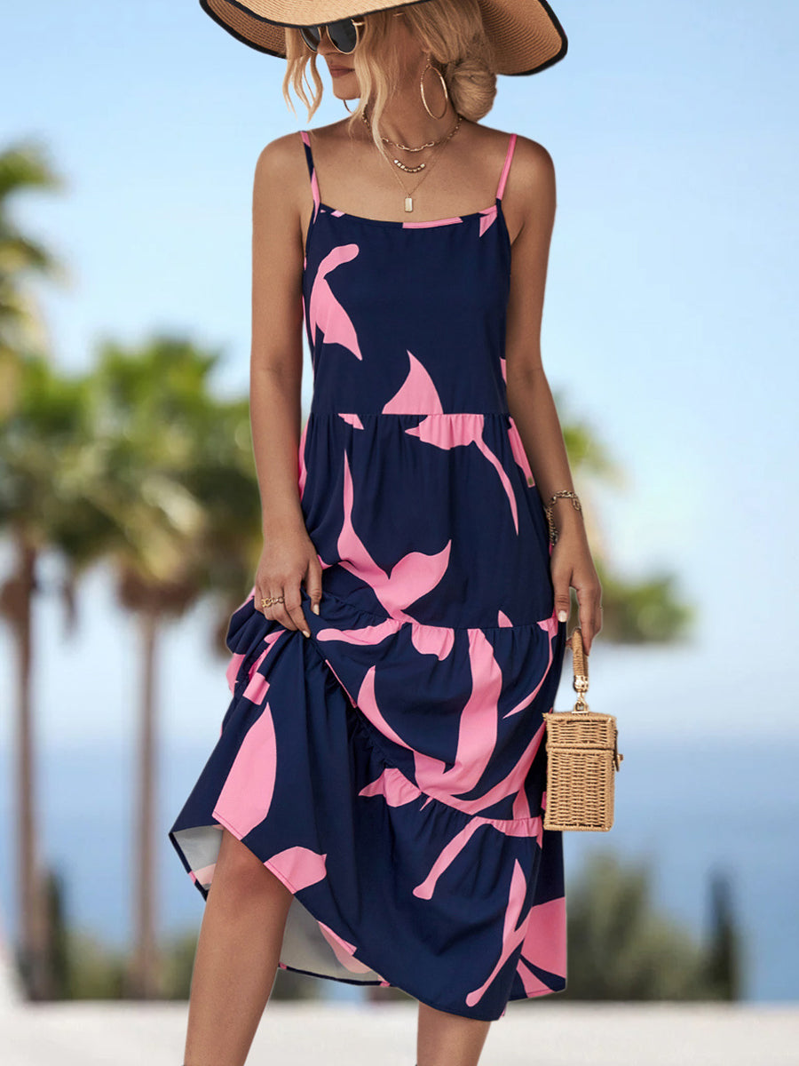 JO | Printed spaghetti strap midi dress