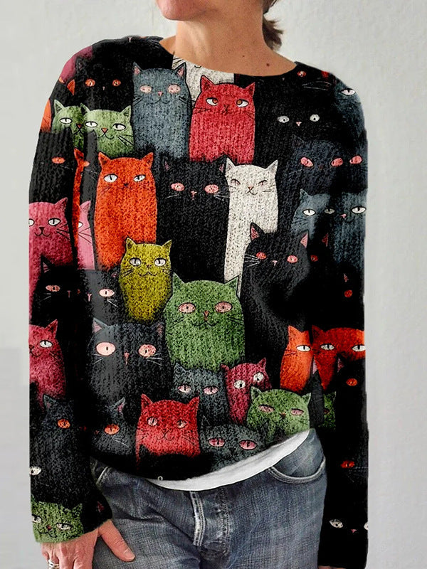 JO | Fashionable printed sweater with round neckline