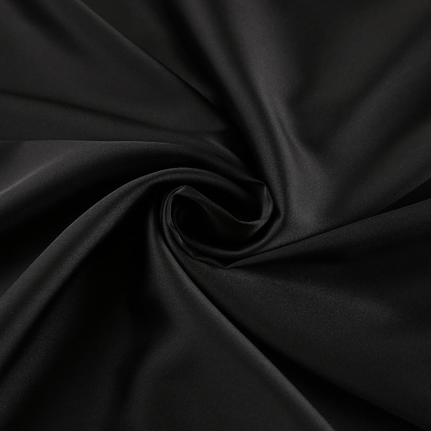 JO | Women's halterneck midi dress - Satin - Slim fit - Draped neckline - Formal wear