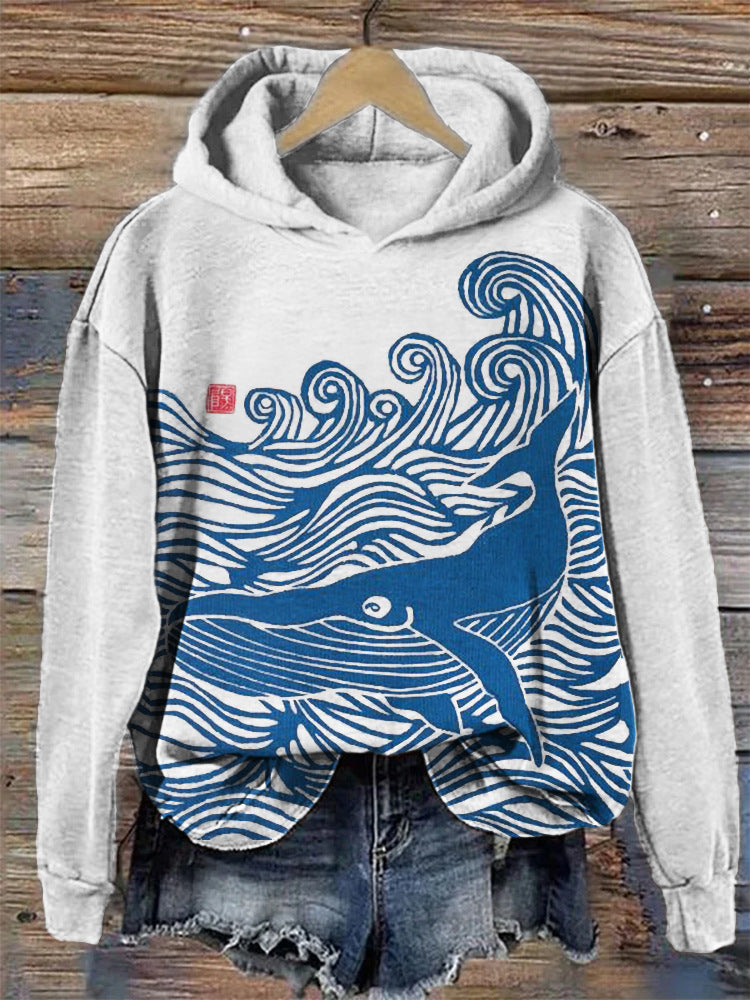 JO | Fashionable sweater with wave and whale pattern
