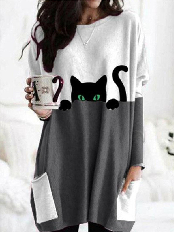 JO | Stylish sweater dress with cat print