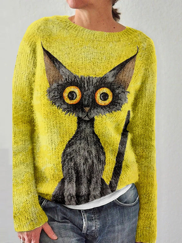 JO | Fashionable printed sweater with round neckline