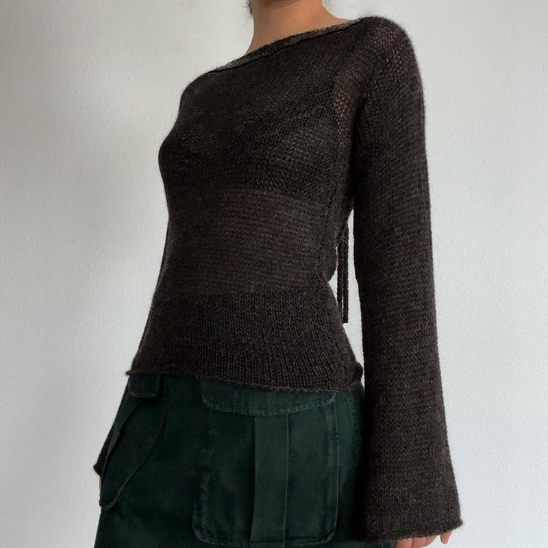 JO | Knitted sweater with bell sleeves and lace