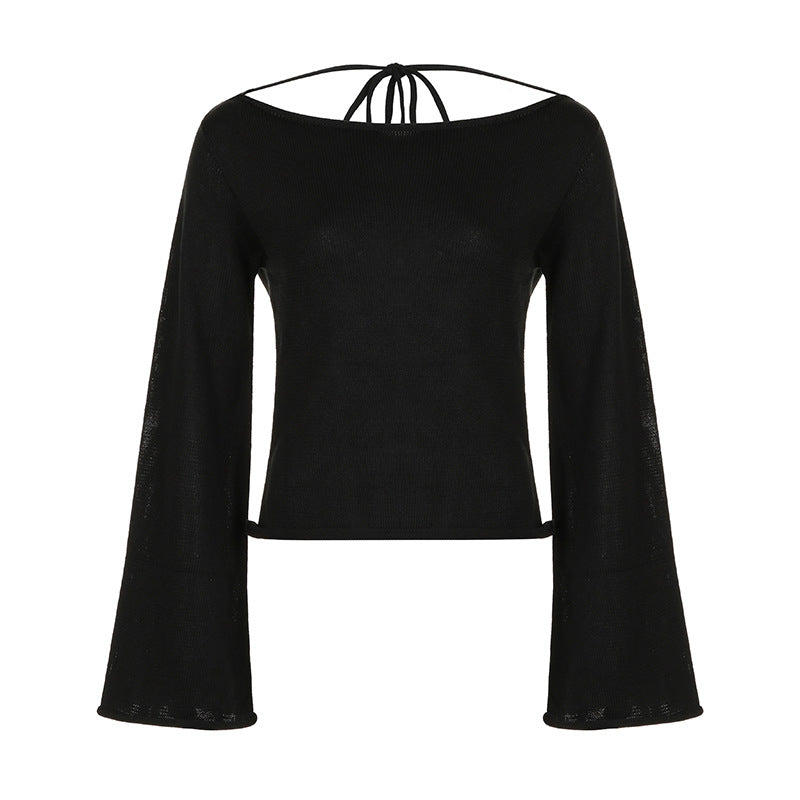 JO | Knitted sweater with bell sleeves and lace