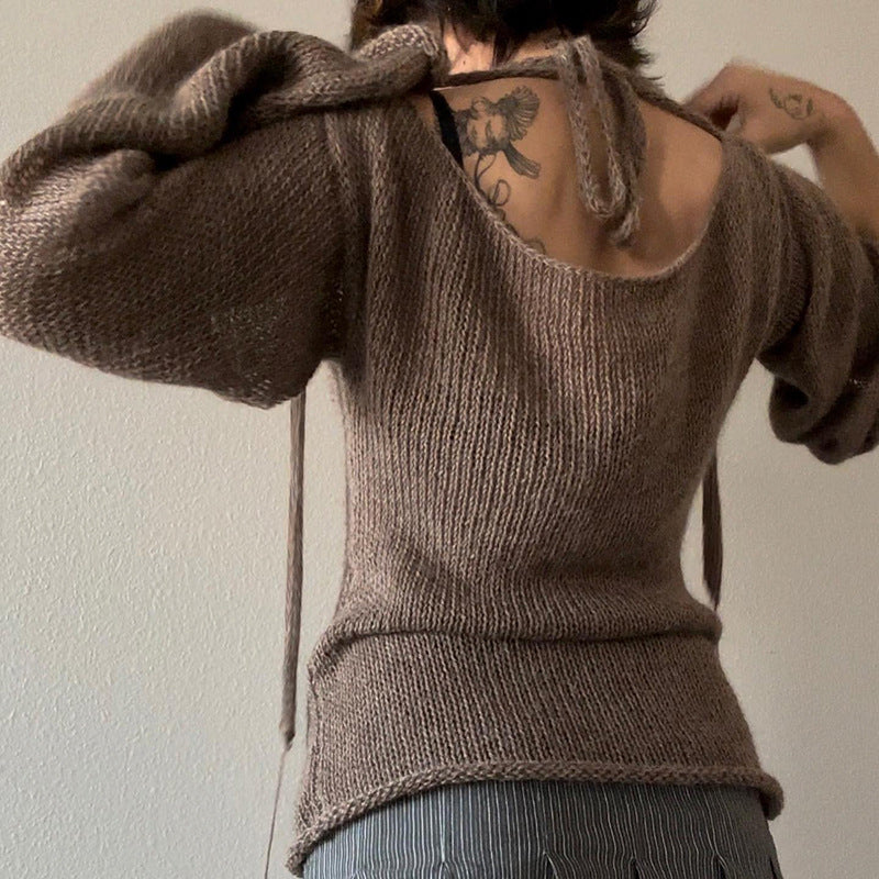 JO | Knitted sweater with bell sleeves and lace