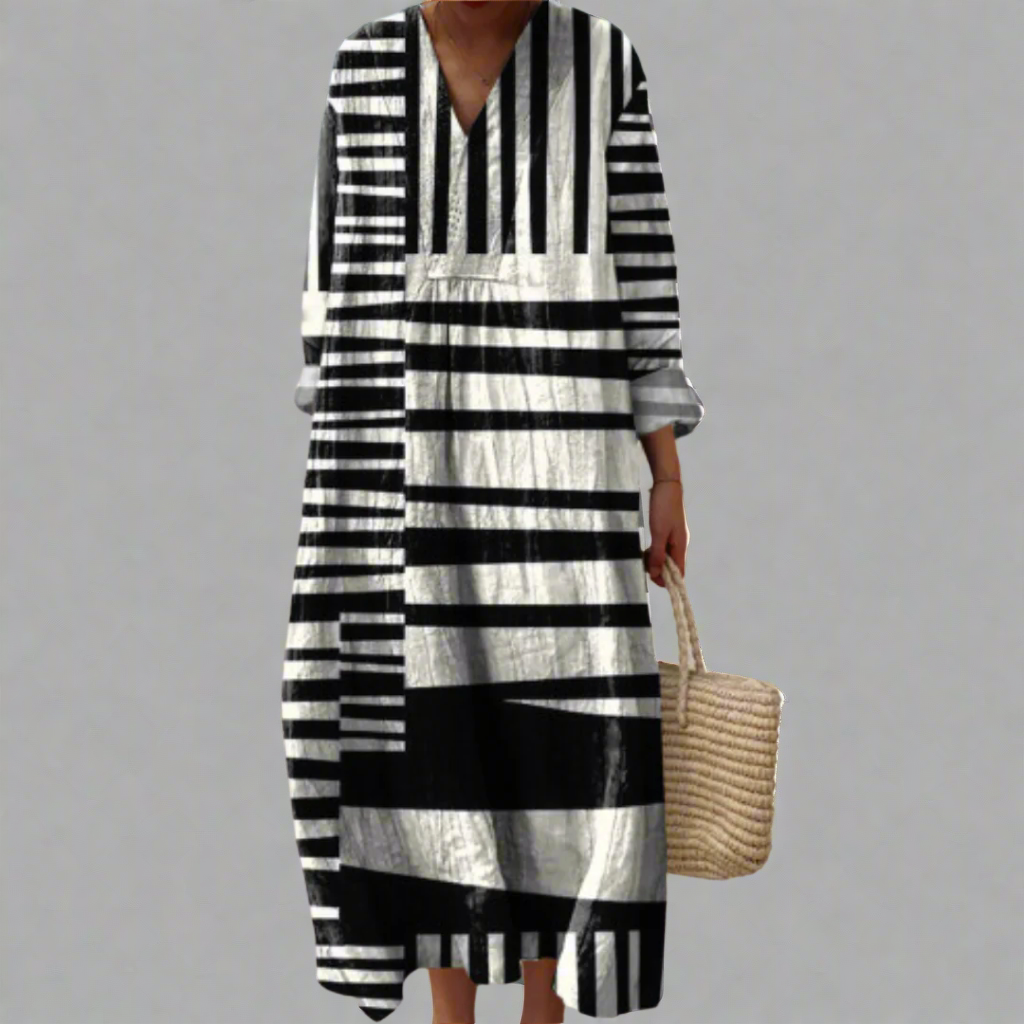JO | Plain stripe flowing maxi dress