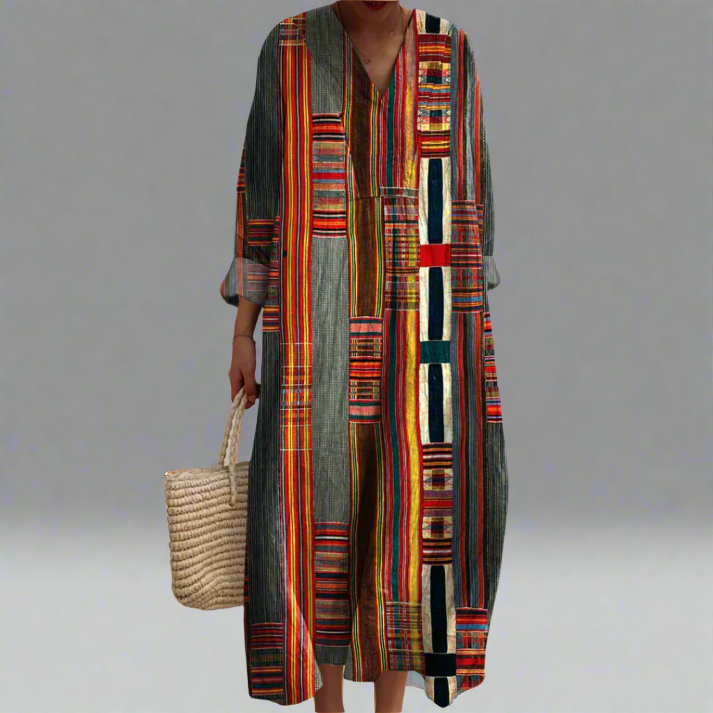 JO | Boho maxi dress with geometric stripes