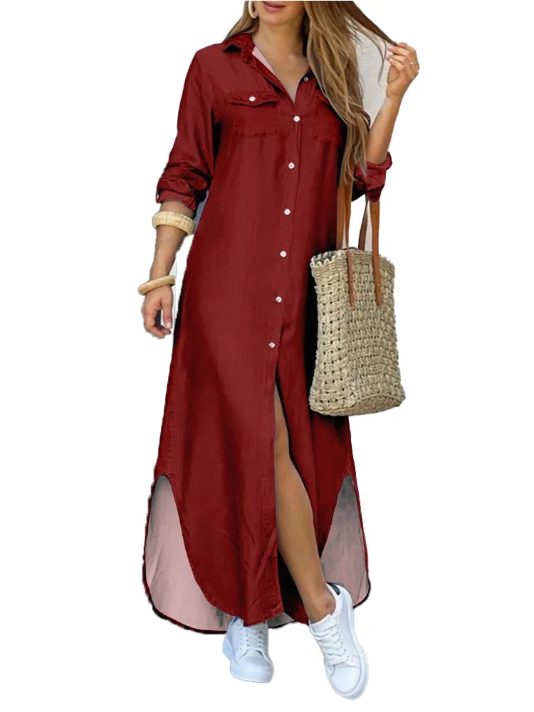 JO | Fashionable long-sleeved shirt dress for women
