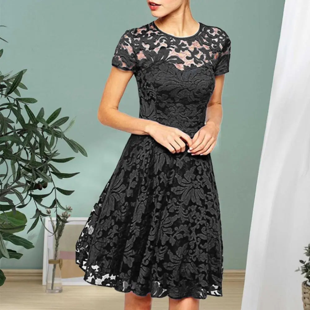 JO | Elegant plus size summer mini dress A-line round neckline style
