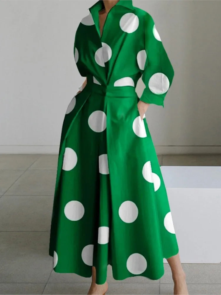 JO | Long polka dot shirt dress with flared sleeves