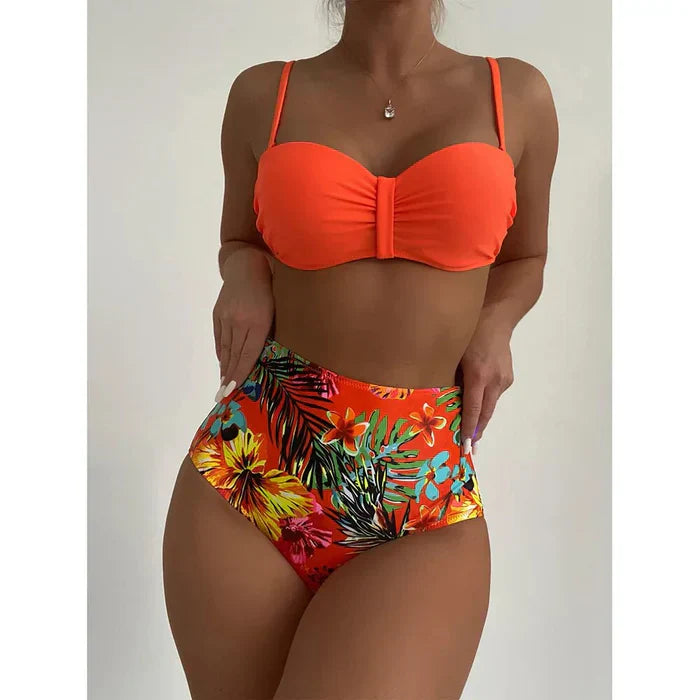 JO | Chic bikini with high waist and floral design
