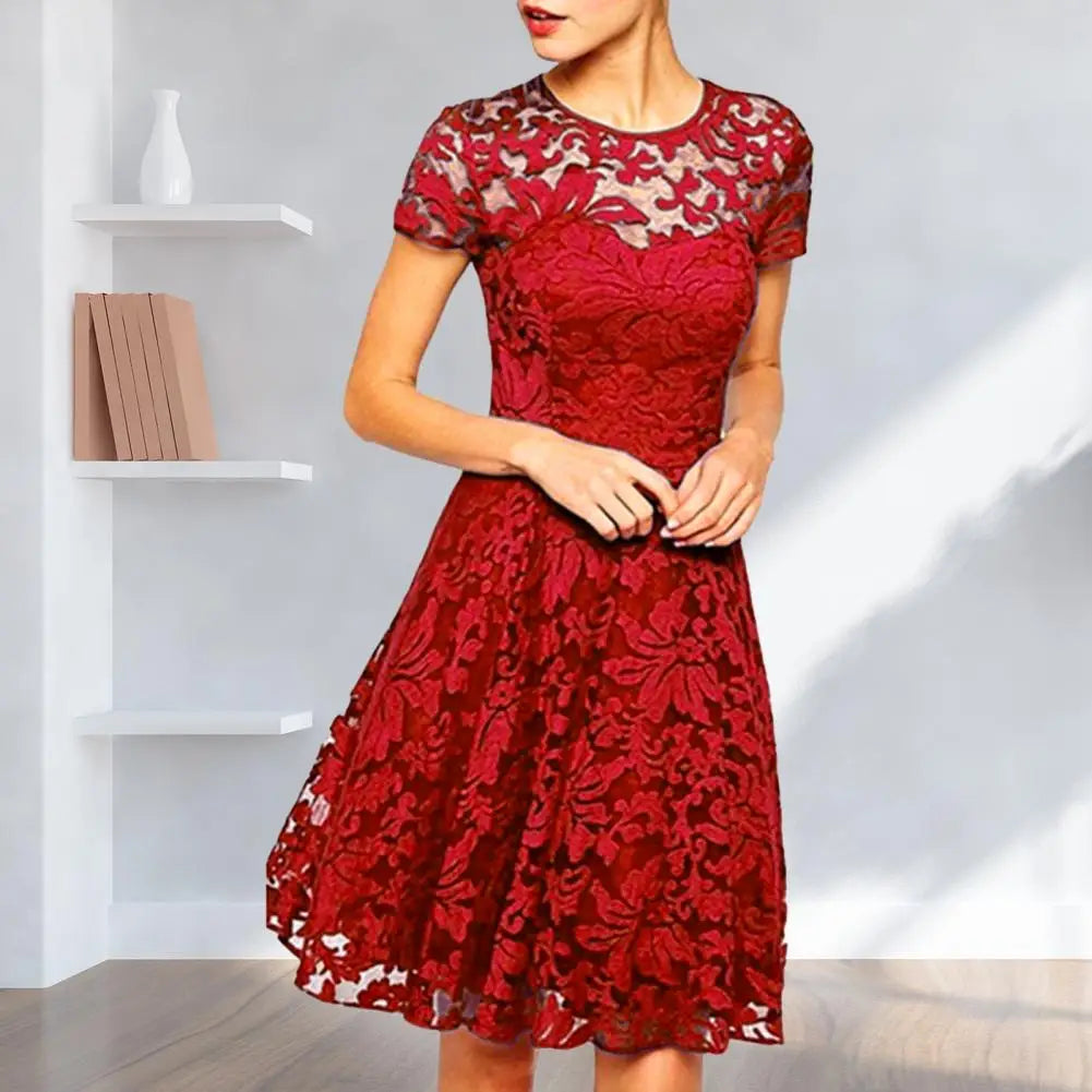 JO | Elegant plus size summer mini dress A-line round neckline style