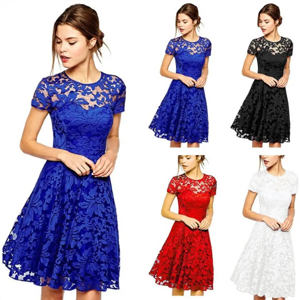 JO | Elegant plus size summer mini dress A-line round neckline style