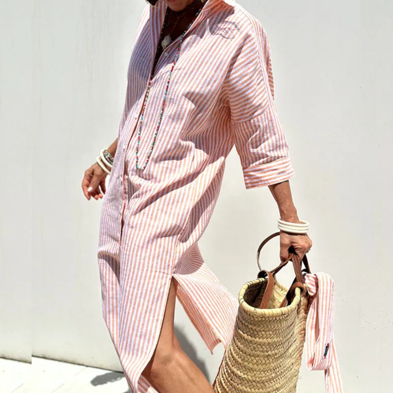 JO | Striped button-up shirt dress