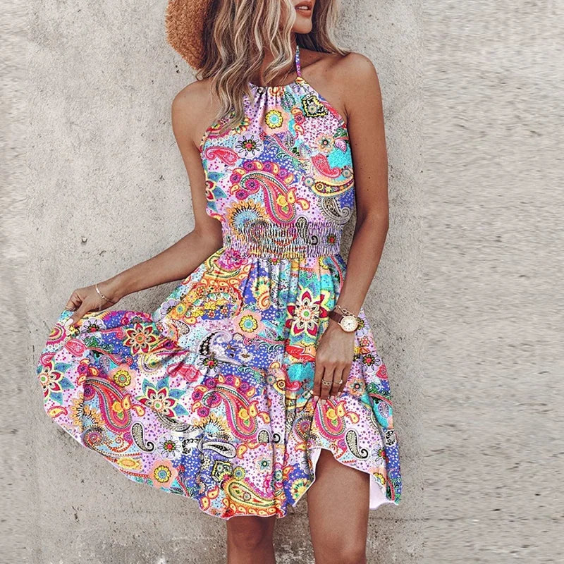 JO | Backless, irregularly printed mini dress