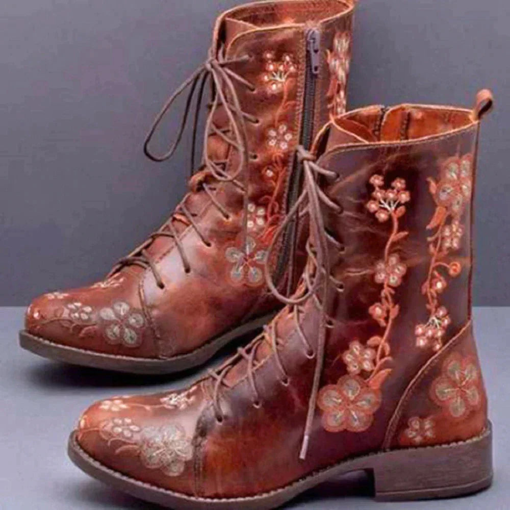 JO | Casual floral lace-up boots
