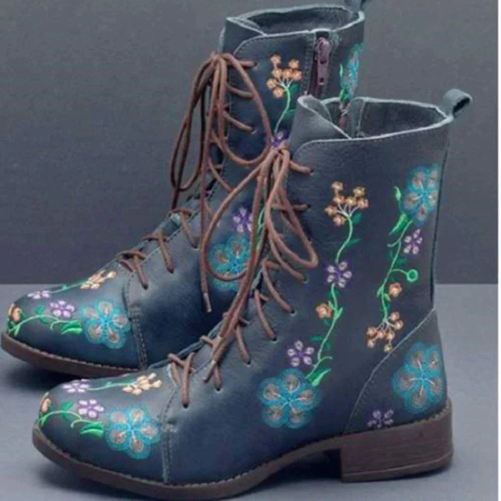 JO | Casual floral lace-up boots