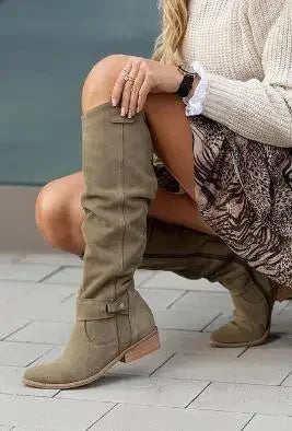 JO | Suede knee-high boots with side zipper
