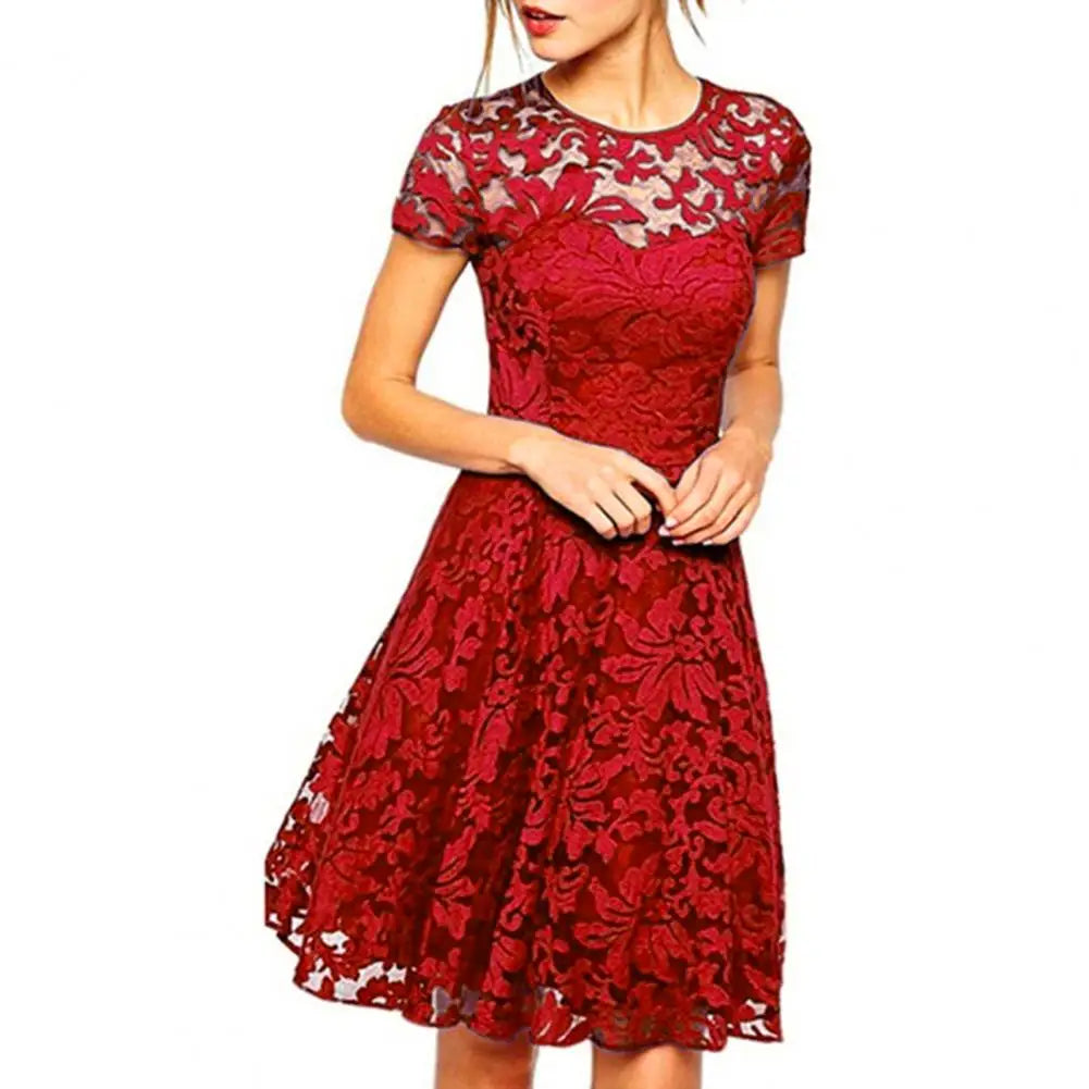 JO | Elegant plus size summer mini dress A-line round neckline style